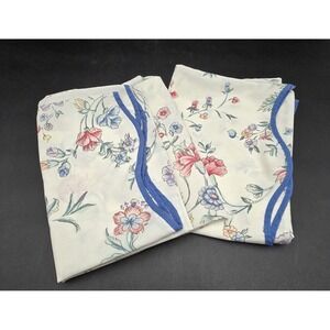 Pr Laura Ashley Pink Blue Floral Standard Pillowcases One W/Manufacturer Flaw